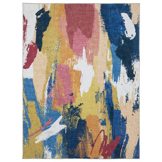 Home Outfitters 2' X 3' Blue And Gold Abstract Distressed Area Rug