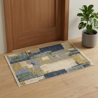 Home Outfitters 2' X 3' Blue And Green Abstract Area Rug With Fringe