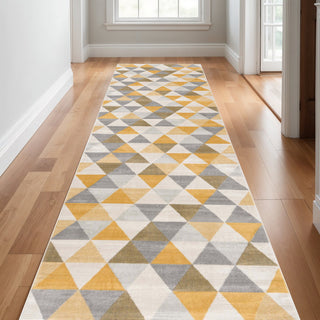 Home Outfitters 19' Runner Yellow Beige And Gray Geometric Runner Rug