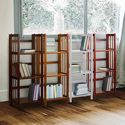 Casual Home 3-Shelf Folding Bookcase (14" Wide)-Walnut