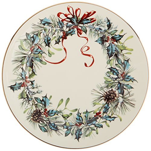 Lenox Winter Greetings 6" Bread and Butter Plate, Red & Green