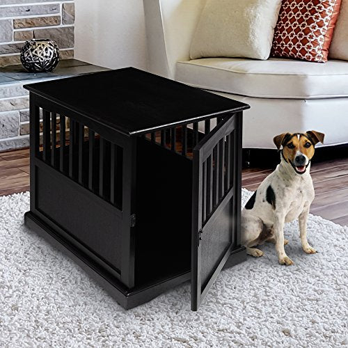 Casual Home Wooden Medium Pet Crate, End Table, Black