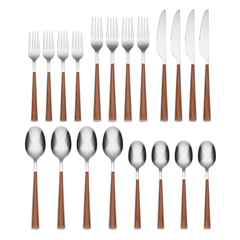 Cambridge Silversmiths Esben Beachwood Mirror 20-piece Flatware Set