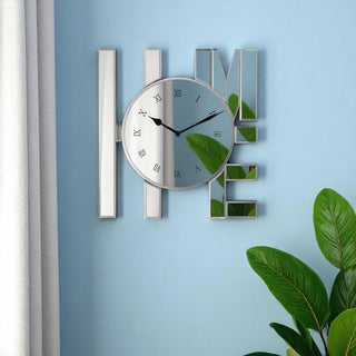  11" Silver Mirrored Glass Silent Analog Novelty Wall Clock - front product view
