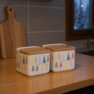 HomeRoots Christmas Lidded Canisters, Set of 2 product image