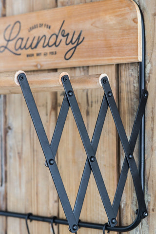 Accordion Laundry Rack with Vintage Design - Brown/Black