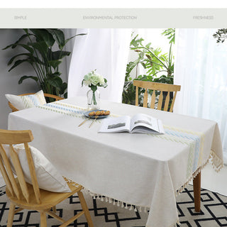 Cotton Linen Rectangular Tablecloth With Tassel Square Table Cloth  Dust-Proof Table Cover For Room Decor Restaurant Kitchen Dinning Room Table Cover