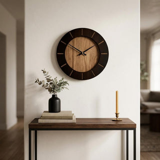  18" Brown Silent Analog Round Wall Clock - front product view