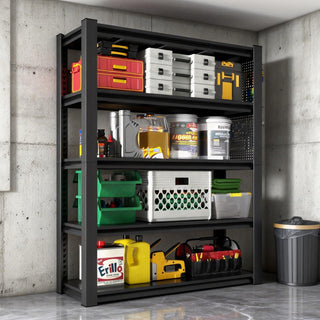 Industrial 5-Tier Adjustable Shelving Unit with Pegboard