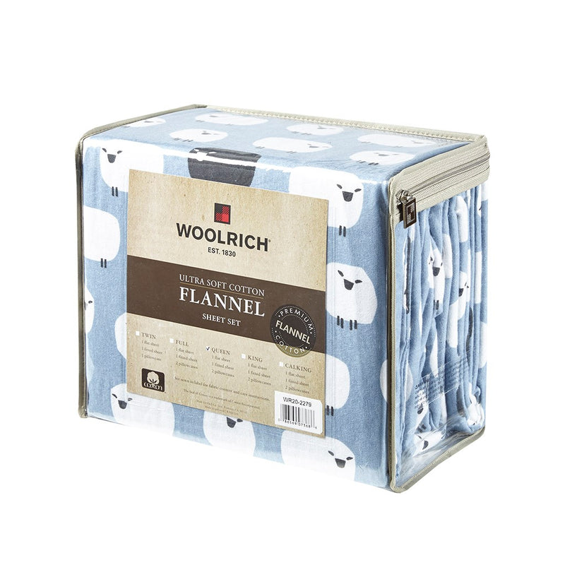 Woolrich Flannel Sheet Set Queen 1 Flat Sheet:90""W x 102""L 1 Fitted Sheet:60""W x 80""L + 14""D 2 Standard Pillowcases:20""W x 30""L