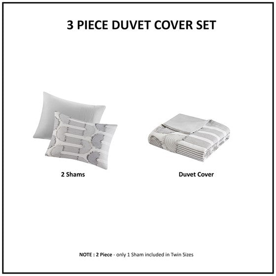Intelligent Design Astoria Clip Jacquard Duvet Cover Set Full/Queen 1 Duvet Cover:88""W x 90""L 2 Standard Shams:20""W x 26""L (2)