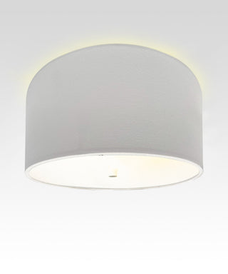 Moderne Flush Mount Conversion Kit 14"w White Hardback Drum Lampshade