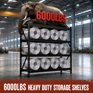 4-Tier Heavy Duty Storage Shelving Unit with 6000 LBS Capacity - Metal