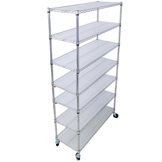 7 Tier Metal Storage Shelf with Adjustable Wire Shelving - Black, White or Pearl Silver