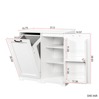 Laundry Cabinet with Tilt-Out Hamper and Adjustable Shelf - White