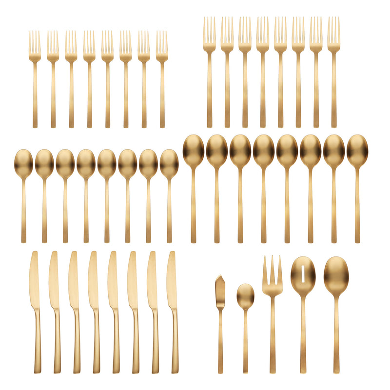 Cambridge Silversmiths Beacon Gold Satin 45-piece Flatware Set