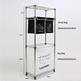 3 Tier Laundry Hamper Sorter with 4 Removable Bags - Fabric Bathroom Storage