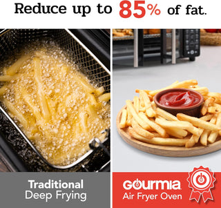 Gourmia Toaster Oven Air Fryer Combo 17 cooking presets 1700W french door digital air fryer oven 24L capacity accessories, convection rack, baking pan tray recipe book GTF7460,Large,Black