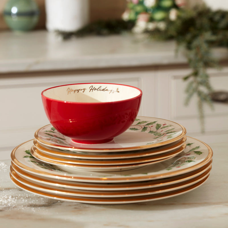 Lenox 835217 Holiday Dinner Plate Set, Buy 3 Get 6, Red & Green, 10.5"