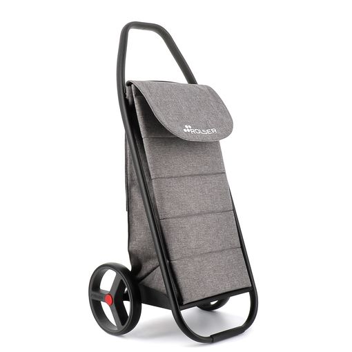 ROLSER COM Tweed Black Tube 2 Big Wheel Shopping Trolley - Gray