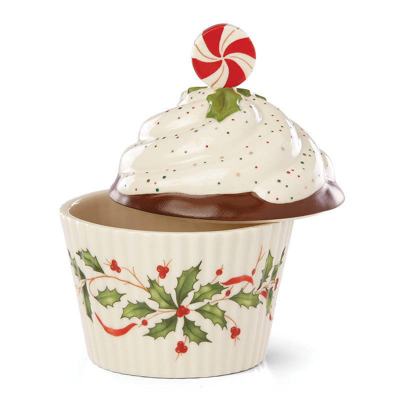 Lenox Holiday Bakeshop Cupcake Candy Dish, 1.10 LB, Red & Green
