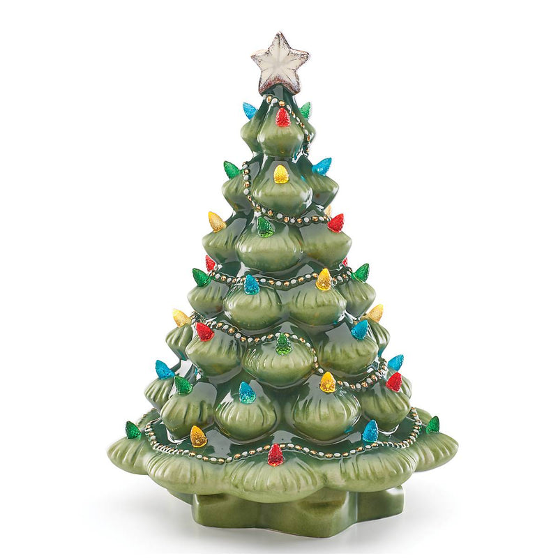 Lenox Treasured Traditions Green Porcelain Light-Up Tree, 4.00 LB, Multi