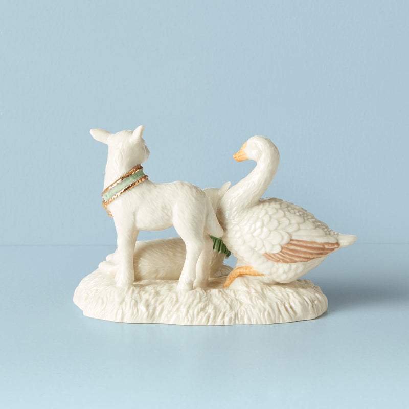 Lenox First Blessing Lambs & Goose Figurine, 0.57, Multi