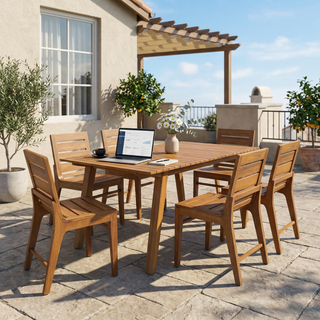 7-Piece Outdoor Dining Set with Acacia Wood Table & Ergonomic Chairs - Teak