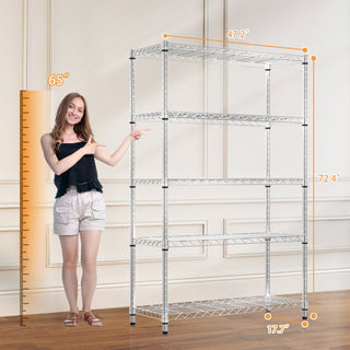 5-Tier Utility Steel Storage Shelving Unit with 1750 LBS Capacity - Carbon Steel