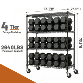 2640 LBS Industrial Metal 4 Tier Shelving Unit with Heavy Duty Construction
