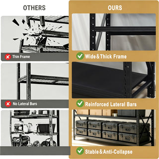 Metal Storage Shelving Unit, 4-Tier 6000LBS Adjustable Garage Shelving Rack, 47.24" W x 19.69" D x 71.65" H, Steel Storage Shelf Organizer for Garage, Workshop, Basement, Pantry