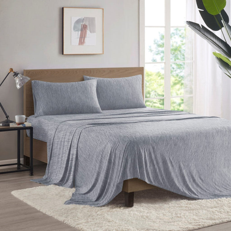 Urban Habitat Comfort Cool Jersey Knit Nylon Blend Sheet Set King 1 Flat Sheet:108""W x 102""L 1 Fitted Sheet:78""W x 80""L+14""D 2 Pillowcases:20""W x 40""L