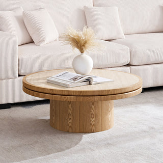 35.43 Inch Round Coffee Table with Sintered Stone Top
