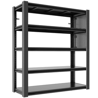 Industrial 5-Tier Adjustable Shelving Unit with Pegboard
