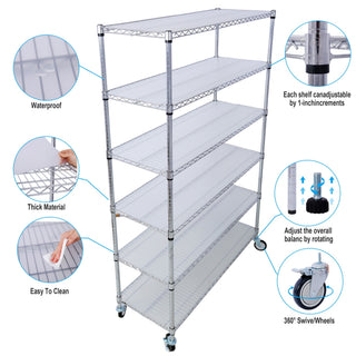 6 Tier Heavy Duty Metal Shelf Wire Shelving Unit
