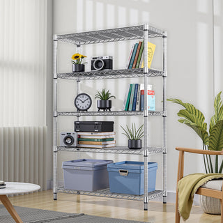 5-Tier Utility Steel Storage Shelving Unit with 1750 LBS Capacity - Carbon Steel