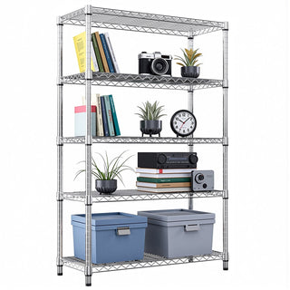 5-Tier Utility Steel Storage Shelving Unit with 1750 LBS Capacity - Carbon Steel