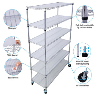 6 Tier Heavy Duty Metal Shelf Wire Shelving Unit