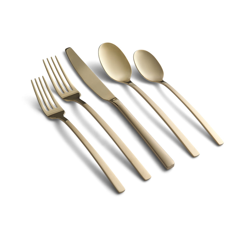 Cambridge Silversmiths Beacon Champagne Sand Mirror 20-Piece Flatware Set, Service for 4