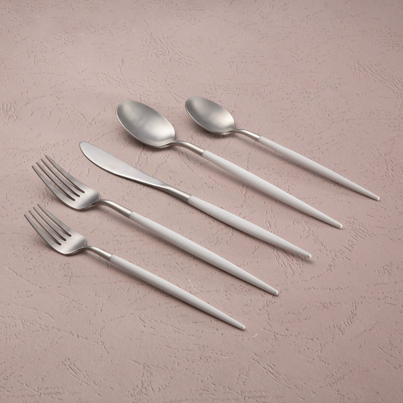 Cambridge 306420Ckp12Ds Mazzy White-Handle 20-Piece Flatware Set