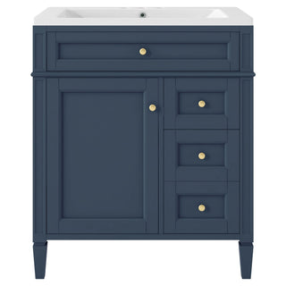 30 inch bathroom vanity with top sink, storage cabinet with 2 drawers and 1 drawer, single sink bathroom vanity