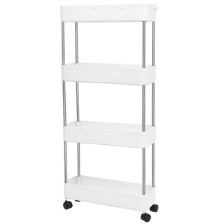 4 Tier Slim Storage Cart with Wheels Trolley Cart Narrow Rolling Cart Slide out Shelf Storage Rack Holder Organizer