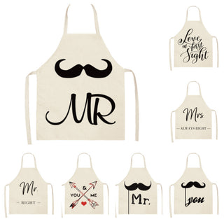 Letter Linen Apron Kitchen Stain-resistant Sleeveless Coverall