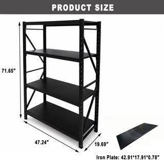Metal Storage Shelving Unit, 4-Tier 6000LBS Adjustable Garage Shelving Rack, 47.24" W x 19.69" D x 71.65" H, Steel Storage Shelf Organizer for Garage, Workshop, Basement, Pantry
