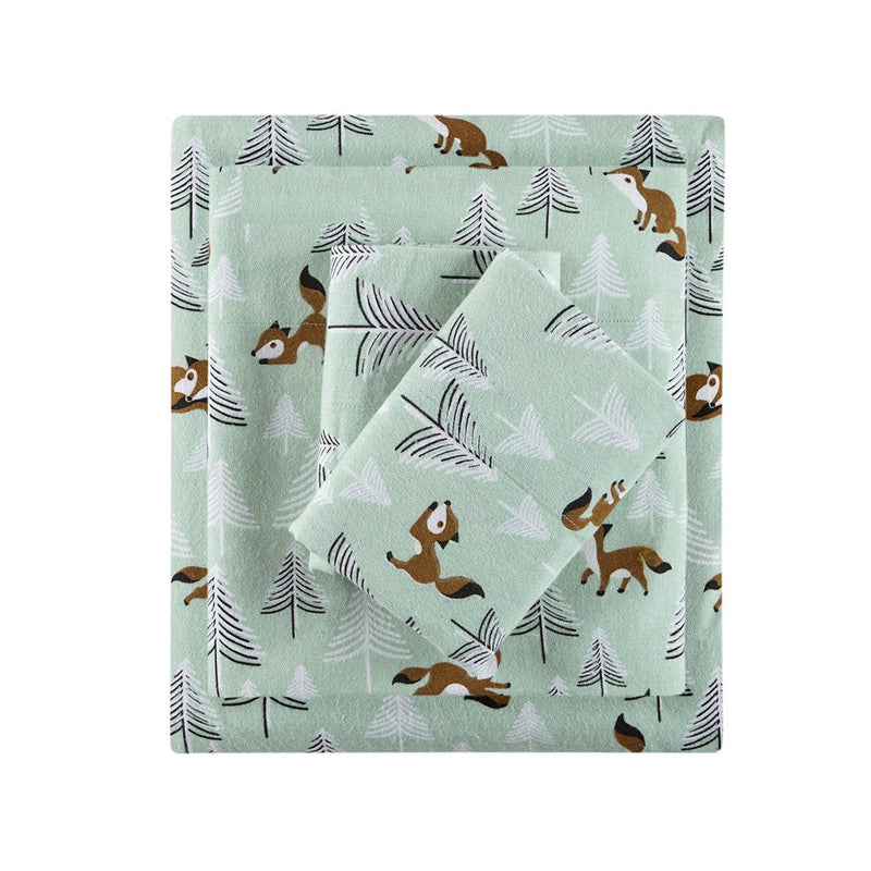 Intelligent Design Cozy Soft Cotton Flannel Printed Sheet Set Queen 1 Flat Sheet:90”W x 102“L 1 Fitted Sheet:60”W x 80“L + 14""D 2 Standard Pillowcases:20""W x 30""L