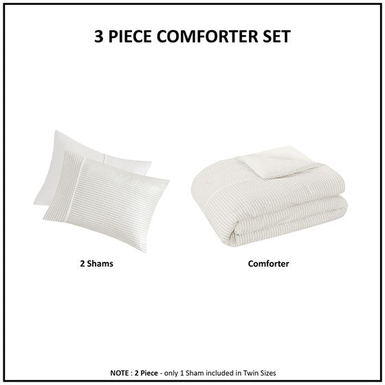 Beautyrest Apollo 3 Piece Striped Seersucker Oversized Comforter Set King/Cal King 1 Comforter:106""W x 94""L 2 King Shams:20""W x 36""L(2)