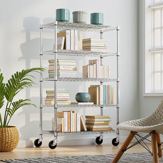 5-Shelf Wire Storage Shelving Unit with Heavy Duty Carbon Steel - Chrome