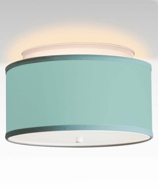 Moderne Flush Mount Conversion Kit 14"w Island Paradise Blue Drum Lampshade