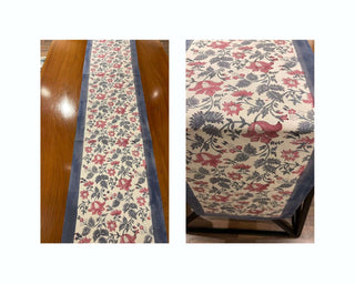 Antique Rose & Bluish Charcoal Hand Block Printed 13 pieces Table Linen Set