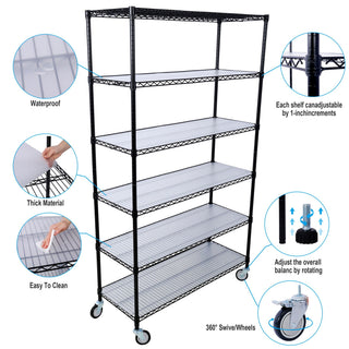 6 Tier Heavy Duty Metal Shelf Wire Shelving Unit